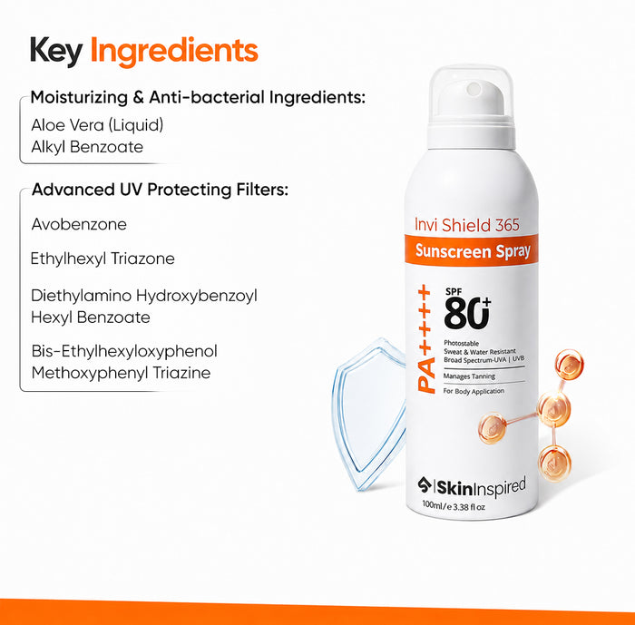 Invi Shield 365 Body Sunscreen Spray SPF 80+ PA ++++ (120ml)