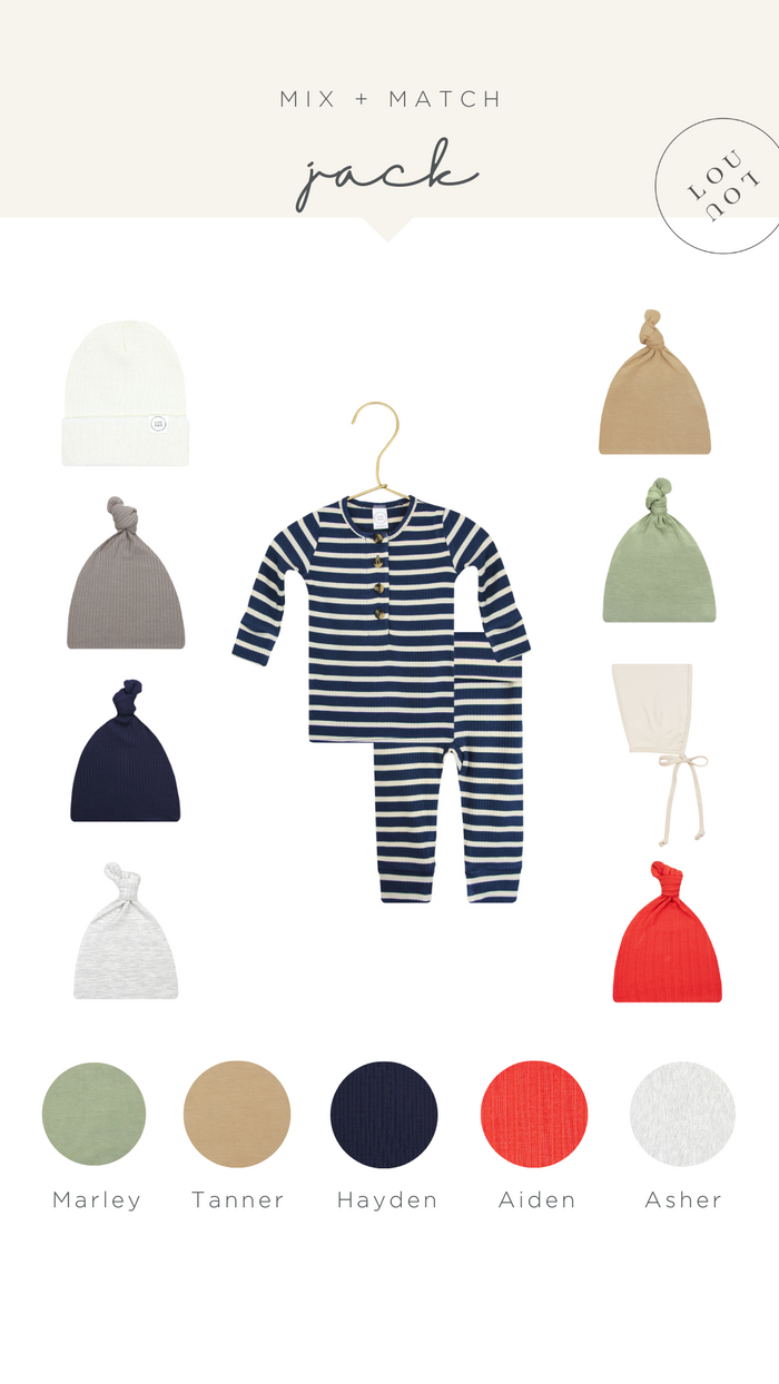 Jack Ribbed Newborn Hat Bundle (Top + Bottom)
