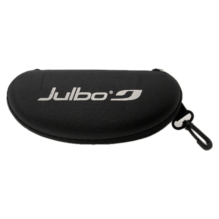 The Julbo Adventure Sunglass Case by Julbo Eyewear is a durable, hard-shell case with zipper closure and an attached plastic carabiner, designed to protect your sunglasses.