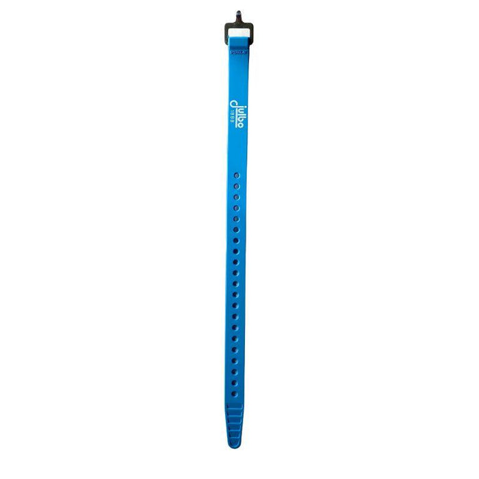 A blue adjustable Julbo Ski Strap by Julbo Eyewear made of stretchy silicone with a black clasp and Julbo printed on the band for comfort. #color_ice-blue