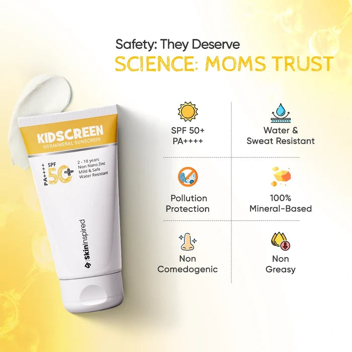 SkinInspired Kidscreen sunscreen backed by science and trusted by parents for daily sun protection