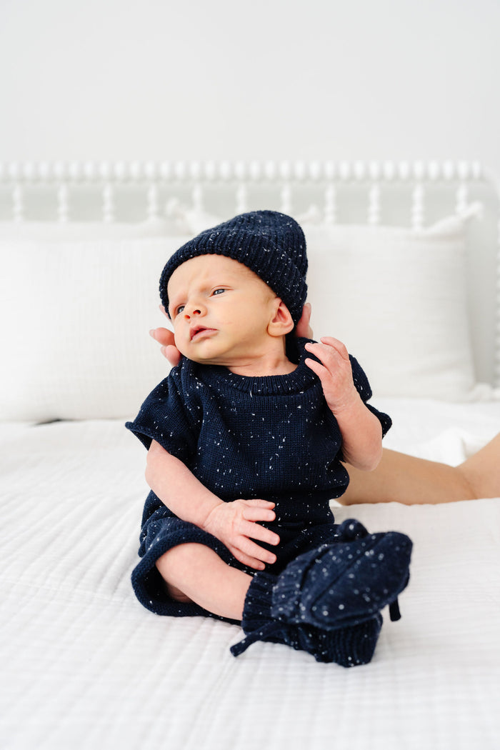 Knit Booties - Navy Speckle