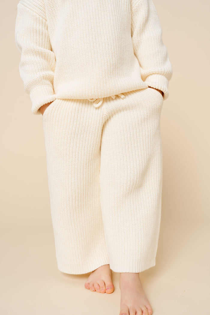 Knit Chunky Wide Leg Pant - Ivory