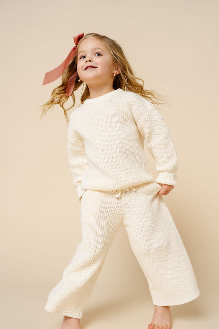 Knit Chunky Wide Leg Pant - Ivory
