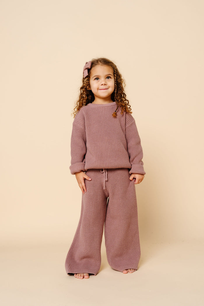 Knit Chunky Wide Leg Pant - Mauve