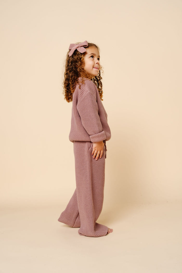 Knit Chunky Wide Leg Pant - Mauve