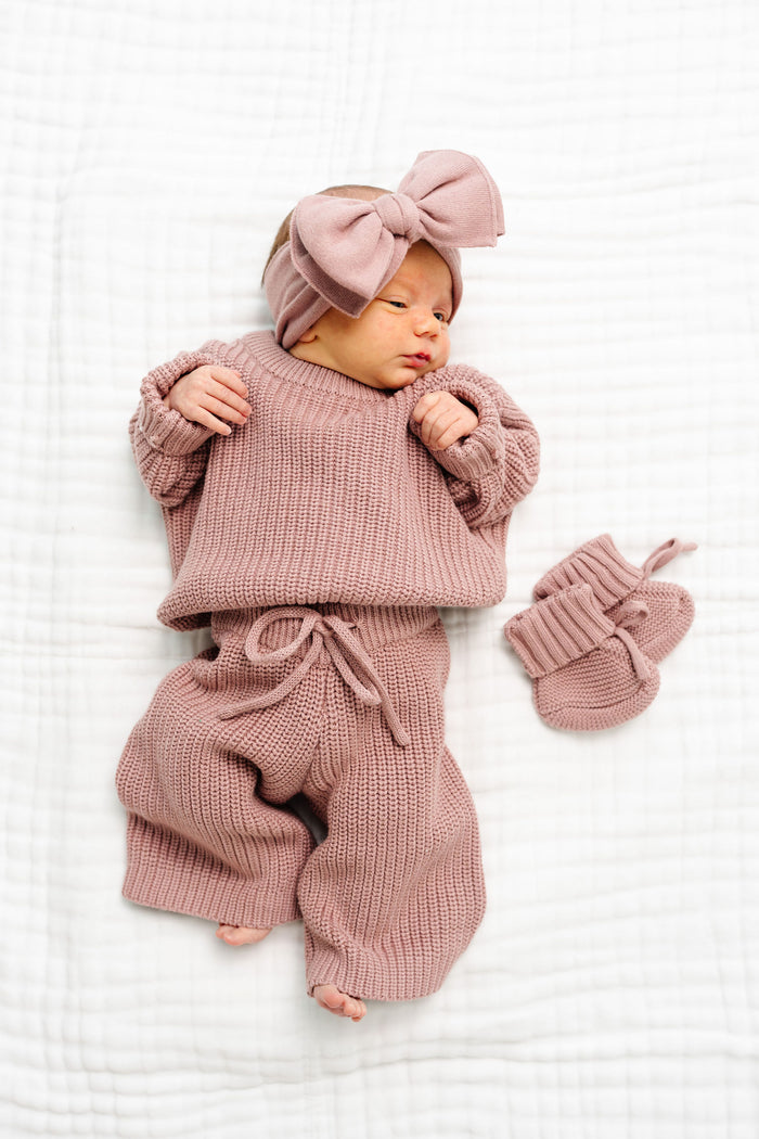 Knit Chunky Wide Leg Pant - Mauve