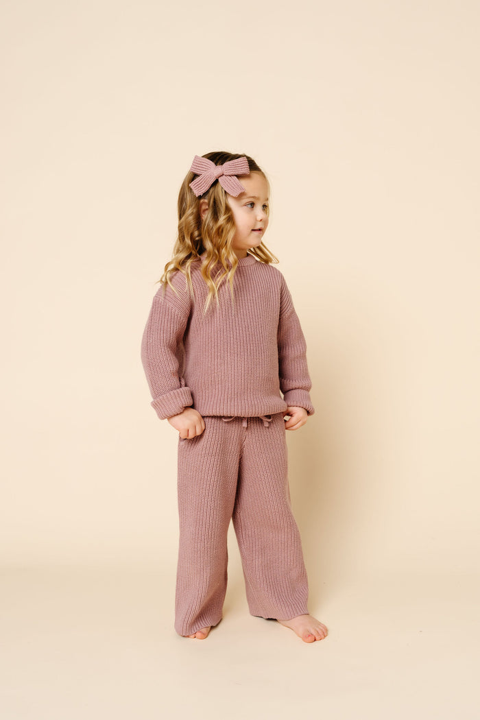 Knit Chunky Wide Leg Pant - Mauve