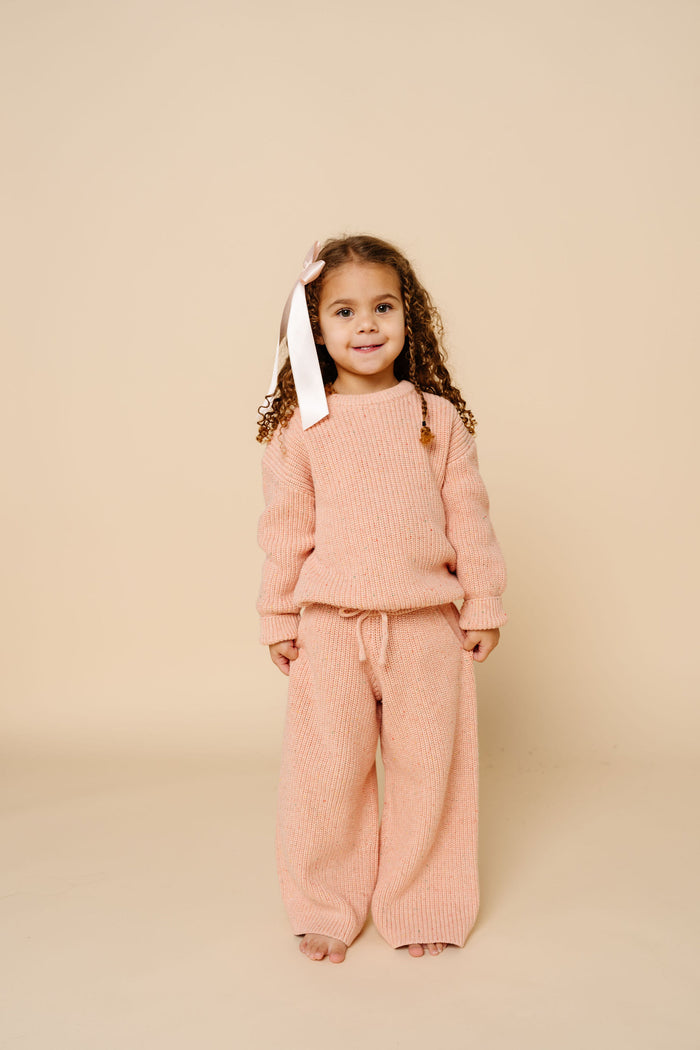 Knit Chunky Wide Leg Pant - Petal Speckle