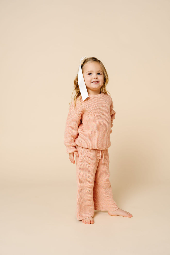 Knit Chunky Wide Leg Pant - Petal Speckle