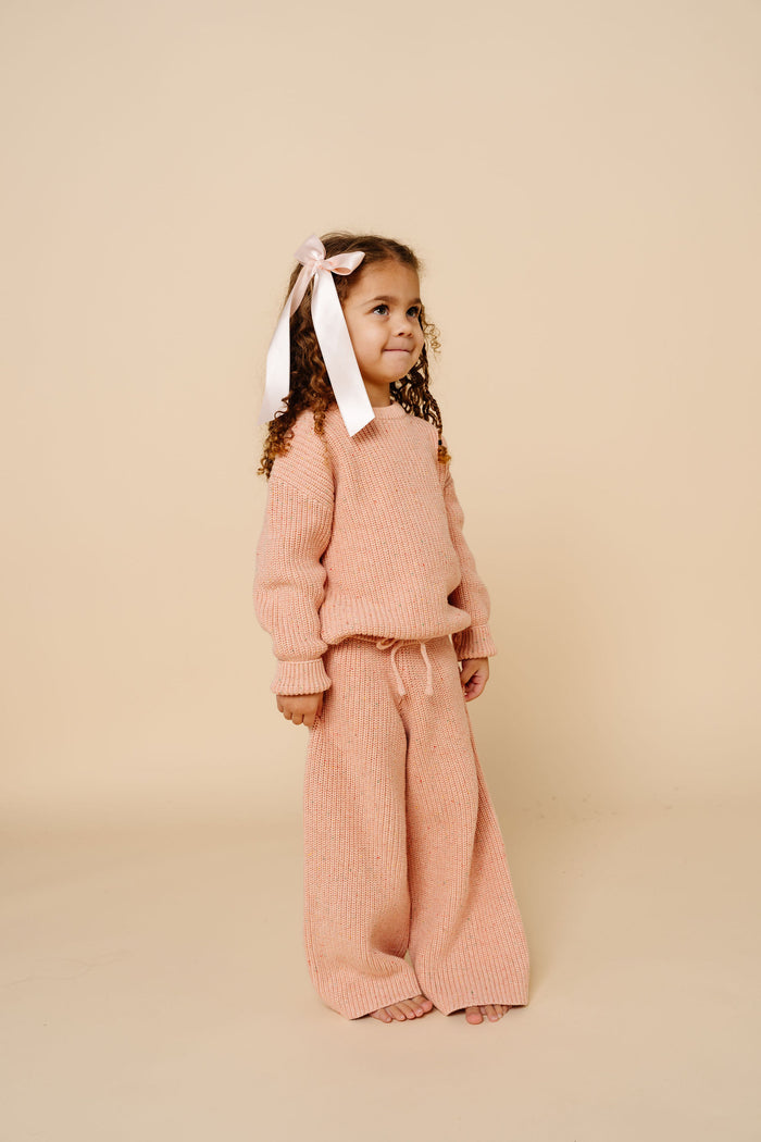 Knit Chunky Wide Leg Pant - Petal Speckle