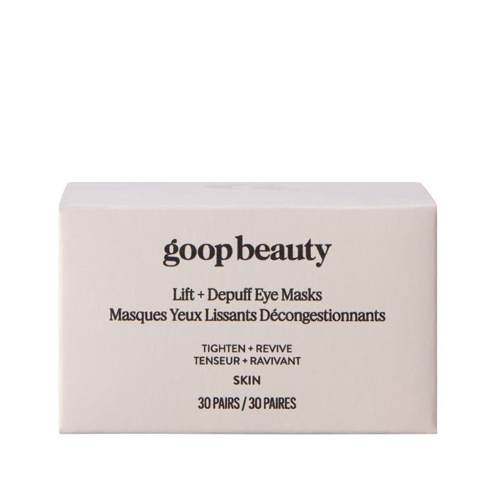 Image of the Goop Beauty Lift and Depuff Eye Masks box