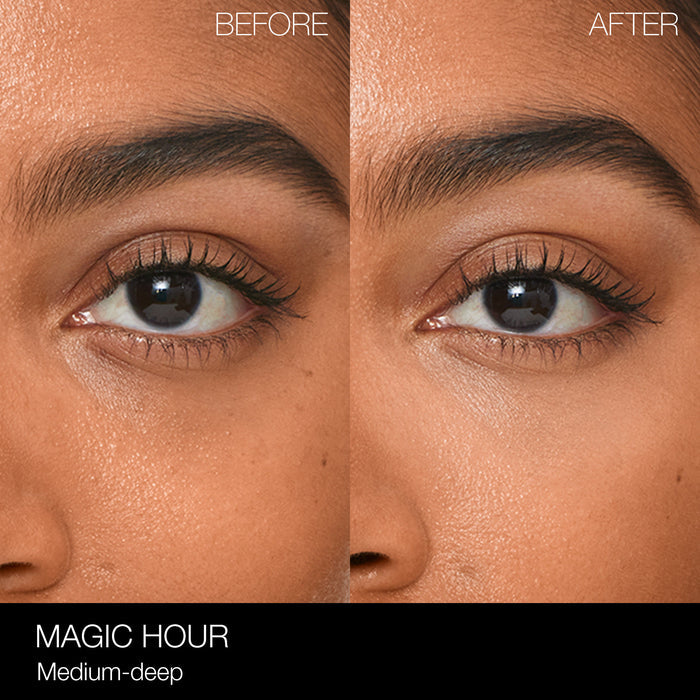 Before and after results of using Nars Light Reflecting Eye Brightener variant: Magic Hour