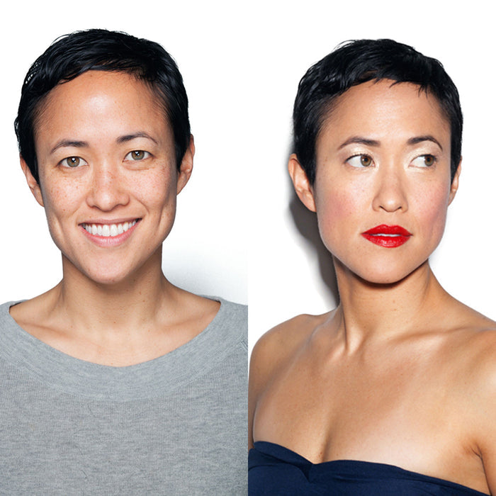 Before and after results of using Bobbi Brown Lip Pencil variant: Rose