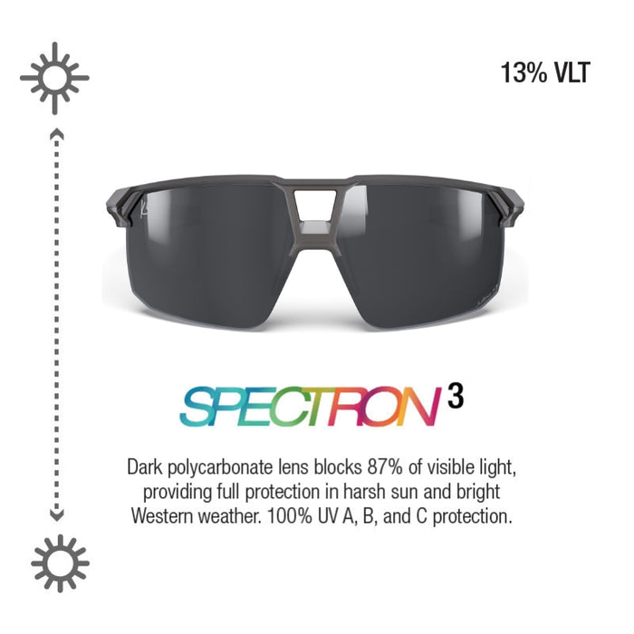 Spectron 3 sunglasses with dark polycarbonate lenses on a white background