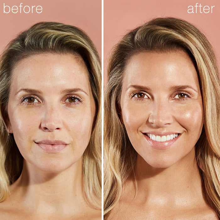 Before and after results of using RMS Beauty Master Radiance Base variant: Rich In Radiance