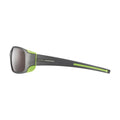 Side view of Julbo Eyewear Montebianco Sunglasses Parts: black and green frame, gray tinted lenses, and sleek temple arms. #color_montebianco-temple-arms-pair-matte-black-lime-green