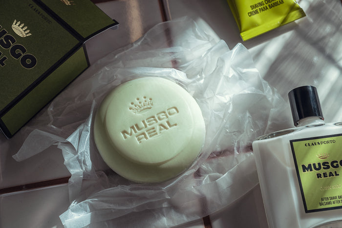 Lifestyle image of Claus Porto Musgo Real Shaving Soap Classic Scent