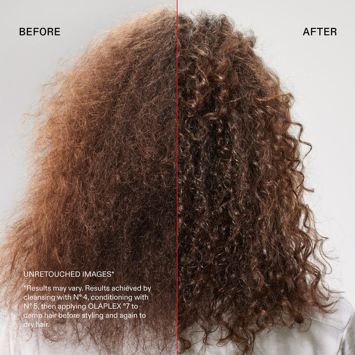 Before and after results of using Olaplex Nº.7 Bonding Oil