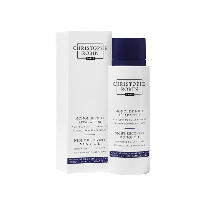 Image of the Christophe Robin Night Recovery Monoï Oil with White Lotus Flower box