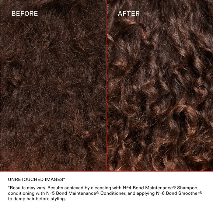 Before and after results of using Olaplex No. 6 Bond Smoother