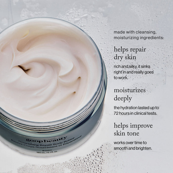 Image of an open Goop Beauty Nourishing Repair Body Butter