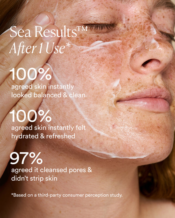 Clinical results showing instantly balanced, clean, and hydrated skin after one use