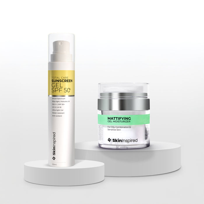 Skininspired Skincare Combo of Mattifying Gel Moisturizer and Total Care Sunscreen Gel SPF50+