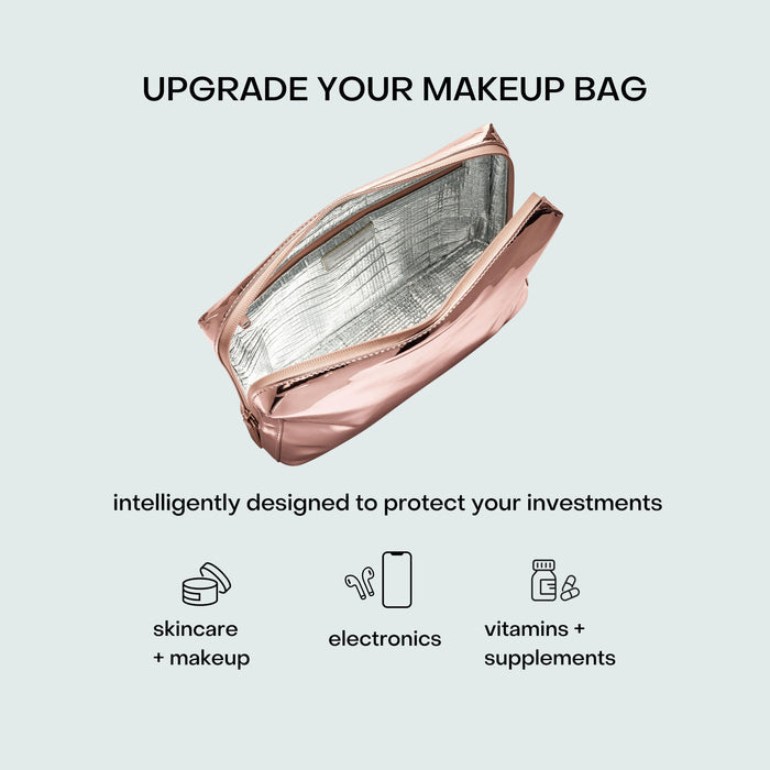 Image of a closed Wellinsulated Performance Beauty Bag Large  variant: Rose Gold