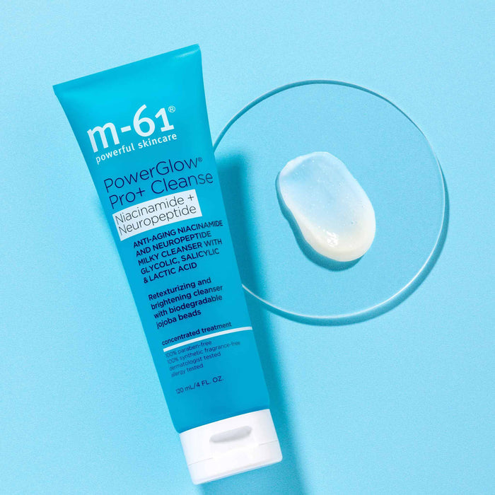 Lifestyle image of M-61 PowerGlow Pro+ Niacinamide+Neuropeptide Cleanse