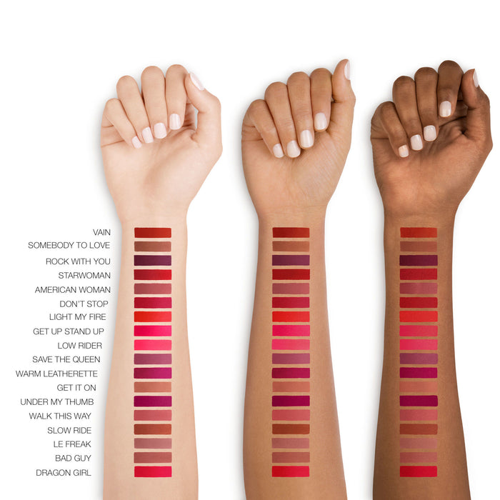 An arm swatch of Nars Powermatte Lip Pigment variant: Le Freak