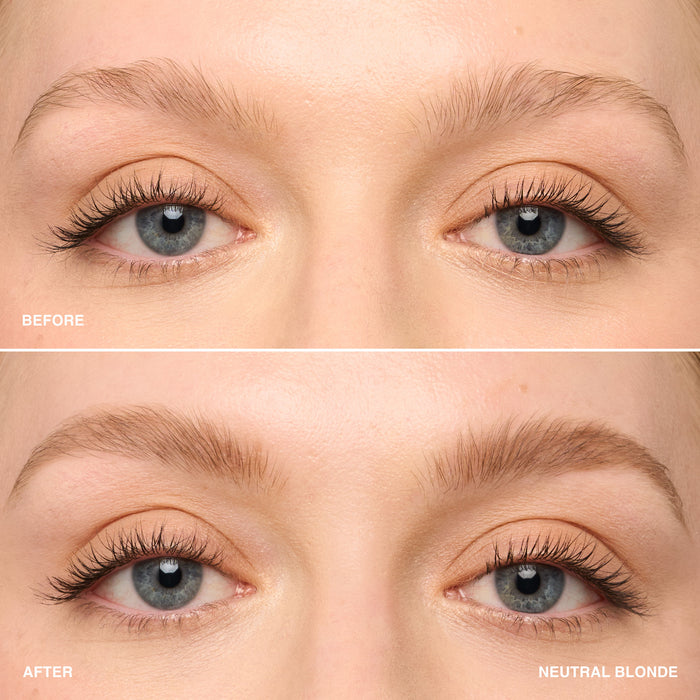 Before and after results of using Bobbi Brown Precise 24-Hour Ultra Slim Eyebrow Pencil variant: Neutral Blonde