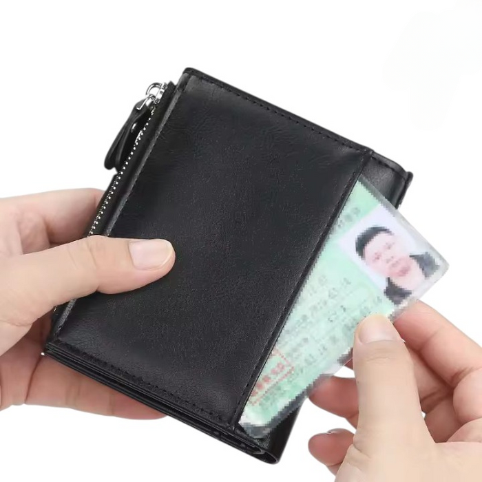 Premium Baellerry Buffalo Leather Trifold Wallet – Classic Black