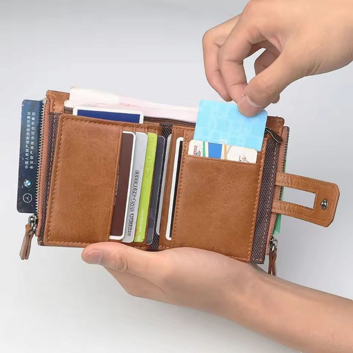 Premium Baellerry Buffalo Leather Trifold Wallet – Classic Black
