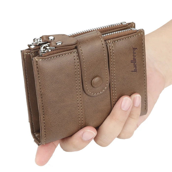 Premium Baellerry Buffalo Leather Trifold Wallet – Classic Black
