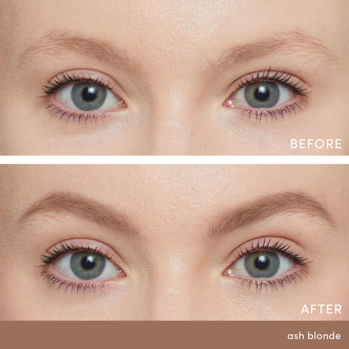 Before and after results of using Jane Iredale PureBrow Brow Powder variant: Ash Blonde