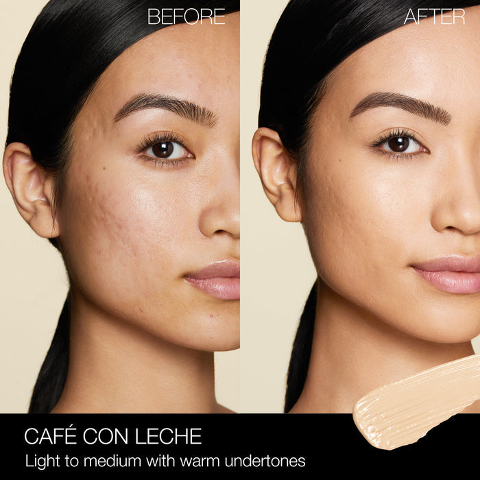 Before and after results of using Nars Radiant Creamy Concealer variant: Café con Leche L2.6