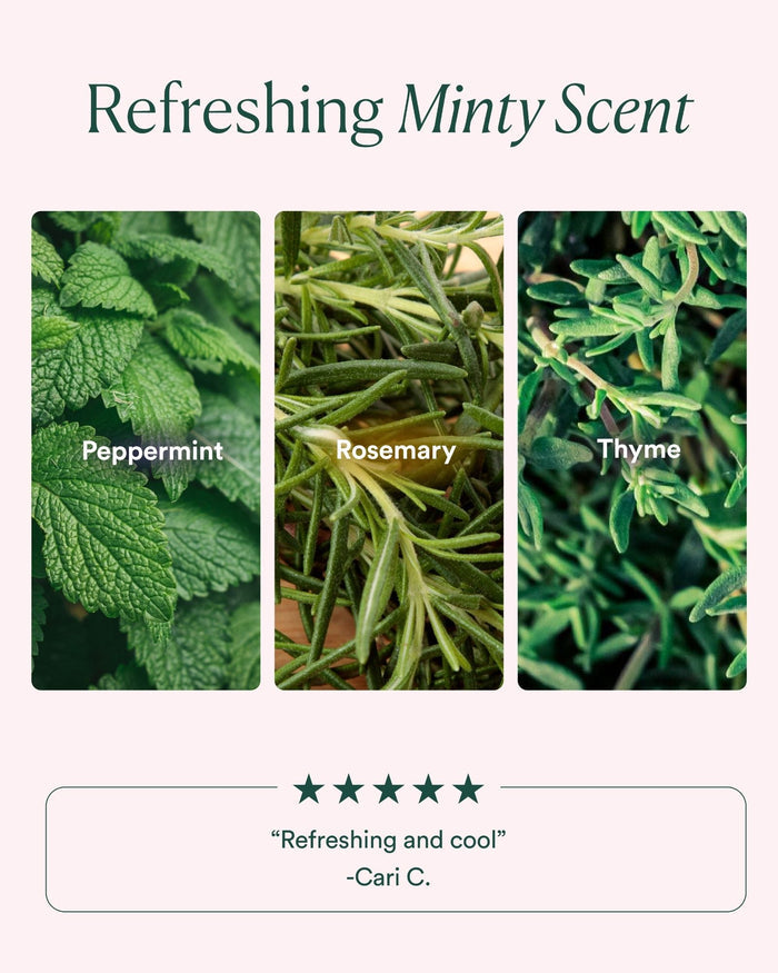 Refreshing minty scent notes: peppermint, rosemary, and thyme with five-star customer review