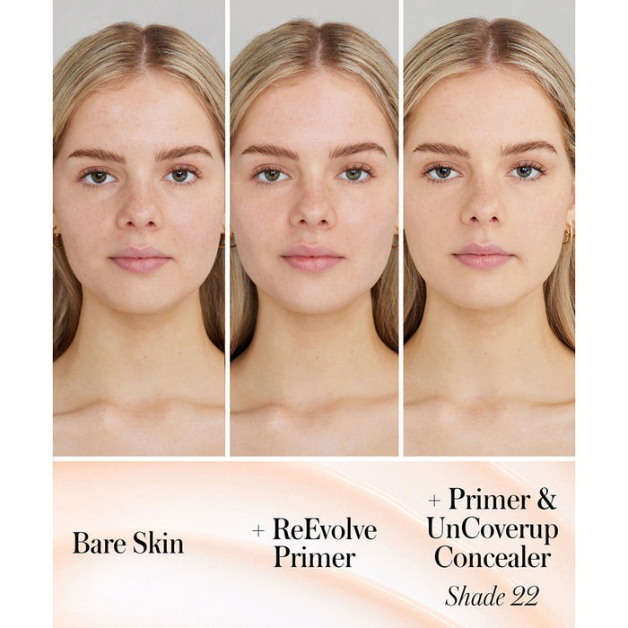 Before and after results of using RMS Beauty ReEvolve Radiance Locking Primer
