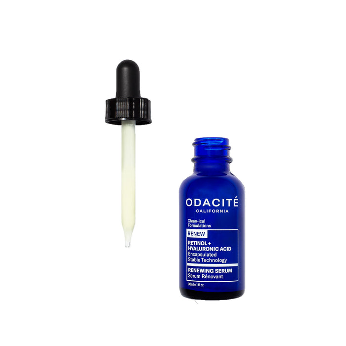 Image of an open Odacité Retinol and Hyaluronic Acid Renewing Serum