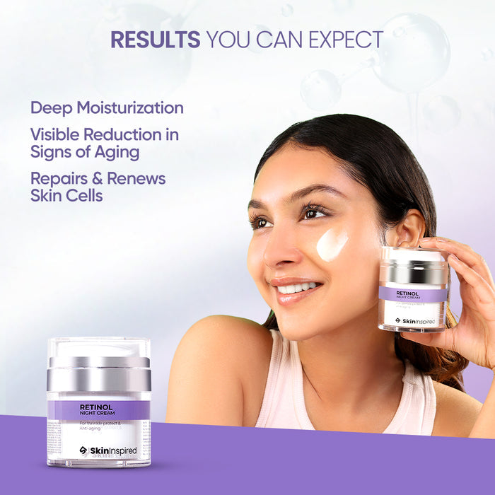 SkinInspired Retinol Night Cream (50g) – anti-aging night cream for all skin types that moisturizes, reduces visible signs of aging, and supports epidermal regeneration for firmer, rejuvenated skin