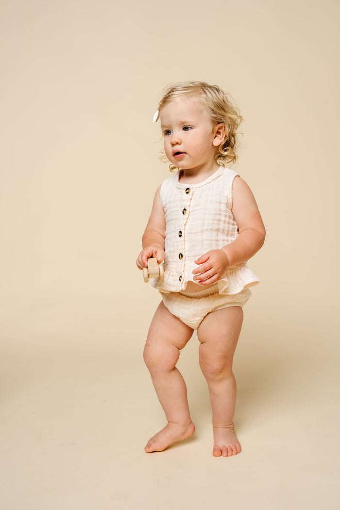 Ruffle Tank + Bloomer Set - Cream