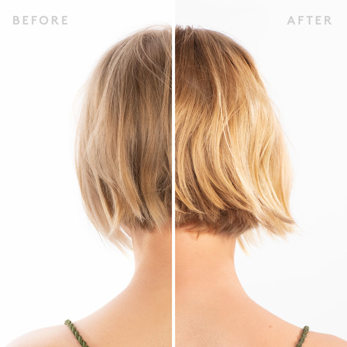 Before and after results of using Virtue Scalp Remedy Conditioner for Scalp and Hair Health