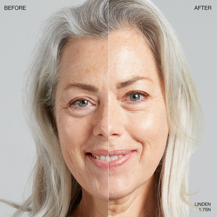 Before and after results of using Ogee Sculpted Complexion Stick variant: Linden 1.25N