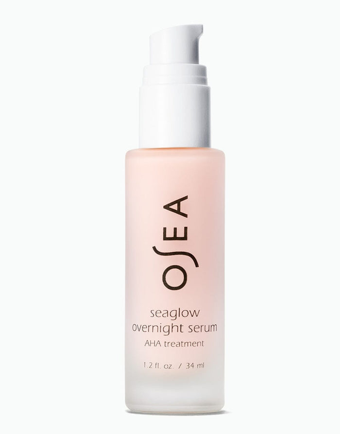 Seaglow Overnight Serum AHA Treatment 1.2 oz bottle on white background for ecommerce display