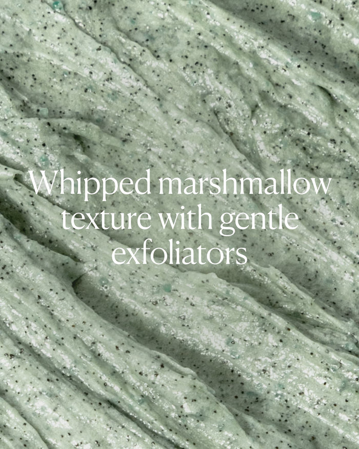 Close-up of whipped marshmallow texture with gentle exfoliating particles