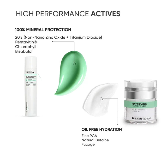 Green Mineral Sunscreen and Mattifying Gel Moisturizer Combo Ingrident image