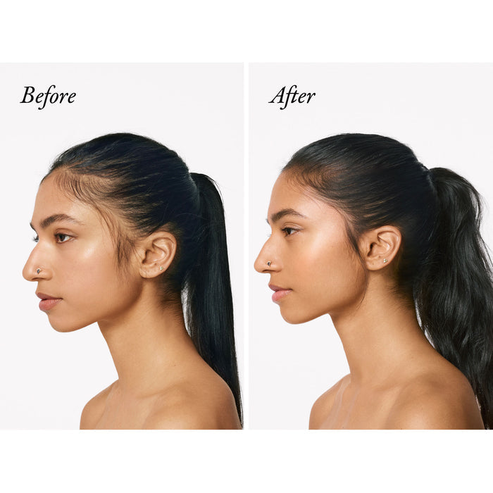 Before and after results of using Oribe Serene Scalp Densifying Conditioner