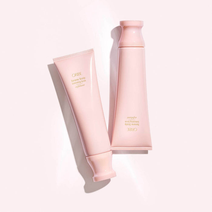 Lifestyle image of Oribe Serene Scalp Exfoliating Scrub with BHA & AHA