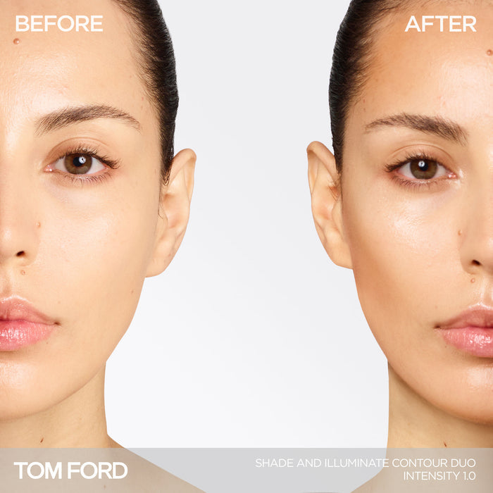 Before and after results of using Tom Ford Shade and Illuminate Contour Duo variant: Intensity 1.0
